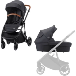 Britax Römer Kombikinderwagen Strider M Inklusive Regenverdeck Black Shadow